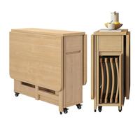 Juego de mesa de comedor plegable extensible con mesa de madera maciza y 4 sillas para cocina, comedor, sala de estar, restaurante, 1,3 m