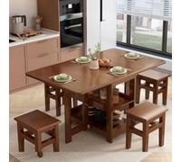 Juego de mesa de comedor plegable extensible para 4 personas con sillas, no necesita montaje, perfecto para cocina y espacios pequeños, diseño que ahorra espacio