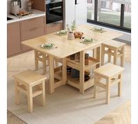 Juego de mesa de comedor plegable extensible para 4 personas con sillas, no necesita montaje, perfecto para cocinas pequeñas y espacios de comedor, diseño que ahorra espacio