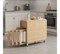 Juego de Mesa de Comedor Plegable for 4 Personas con sillas Plegables, Juegos de Muebles de Comedor Fabricados en bambú, Mesa de Comedor en diseño Plegable con Espacio de Almacenamiento