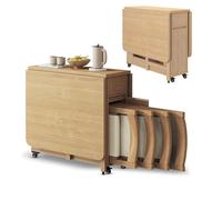Juego de mesa de comedor plegable, mesa de madera maciza con 4 sillas, diseño de ahorro de espacio para cocina, comedor, sala de estar y restaurante