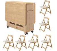Juego de Mesa de Comedor Plegable, Mesa Extensible de Madera con diseño Que Ahorra Espacio, Comedor de Cocina Compacto para Espacios pequeños, Comedor, apartamento 6 Chairs 1.3m
