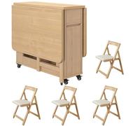 Juego de Mesa de Comedor Plegable, Mesa Extensible de Madera con diseño Que Ahorra Espacio, Comedor de Cocina Compacto para Espacios pequeños, Comedor, apartamento 4 Chairs 1.3m