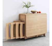 Juego de mesa de comedor plegable para 4-6 mesas extensibles de madera maciza con sillas, diseño que ahorra espacio para cocina, comedor y sala de estar, muebles plegables compactos para espacios