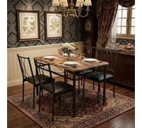 Juego de mesa de comedor rectangular pequeña para 4, mesa de cocina de 43.3 pulgadas con 4 sillas tapizadas y marco de metal resistente, juego de comedor que ahorra espacio para apartamento, muebles