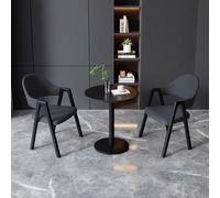 Juego de mesa de comedor redonda compacta con 2 sillas, elegante mueble de cocina y comedor para espacios pequeños, juego de mesa de negociación y silla, color negro