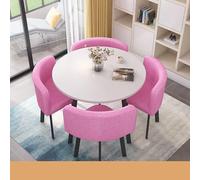 Juego de mesa de comedor redonda compacta con 4 sillas, mesa auxiliar versátil y sillas para balcón, sala de estar, cafetería, sala de té, diseño elegante