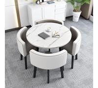 Juego de mesa de comedor redonda compacta y moderna para cocina y conferencia, elegante, 70 x 75 cm, ahorra espacio, con sillas, perfecto para comedores pequeños y decoración minimalista