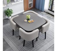 Juego de mesa de comedor redonda con 4 sillas, 31.5 x 29.5 pulgadas, piel de cocina para comedor, barra de desayuno y uso en conferencias, diseño elegante y que ahorra espacio