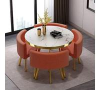 Juego de mesa de comedor redonda con 4 sillas, 31.5 x 29.5 pulgadas, piel de cocina y comedor, barra de desayuno y mesa de conferencias, decoración para el hogar Slish #24#36