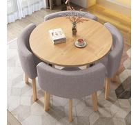 Juego de mesa de comedor redonda con 4 sillas, asientos traseros suaves, diseño que ahorra espacio para cocina, sala de conferencias y áreas de recepción