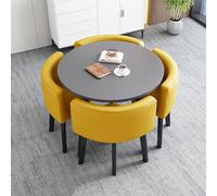 Juego de mesa de comedor redonda con 4 sillas de 80 cm de diámetro, mesa de reunión para comedor, cafetería y espacios pequeños, elegante mesa de recepción y silla, combo de diseño moderno