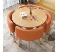Juego de mesa de comedor redonda con 4 sillas de respaldo suave, muebles de cocina que ahorran espacio, ideal para habitaciones y conferencias, diseño moderno, espacios pequeños
