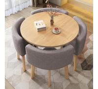 Juego de mesa de comedor redonda con 4 sillas de respaldo suave, muebles de cocina que ahorran espacio, ideal para salas de conferencias y áreas, diseño moderno, oficina en casa