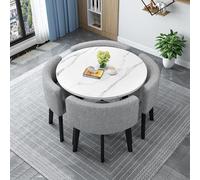 Juego de mesa de comedor redonda con 4 sillas, mesa de conferencias circular simple para oficina, sala de recepción o sala de estar