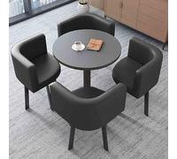 Juego de mesa de comedor redonda con 4 sillas, mesa de reunión para recepción de oficina, ideal para espacios pequeños, cafetería y comedor, elegante acabado negro