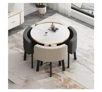 Juego de mesa de comedor redonda con 4 sillas, moderna mesa de recepción y reunión para oficina, club, cocina, elegante combinación de mesa de negociación