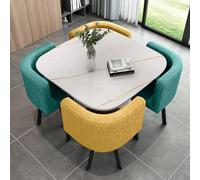 Juego de mesa de comedor redonda con 4 sillas para cocina, comedor, moderno juego de muebles de 5 piezas, mesa redonda de conferencias y barra de desayuno, 31.5 x 29.5 pulgadas, color blanco #18