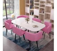 Juego de mesa de comedor redonda con 6 sillas, muebles modernos de oficina para sala de conferencias para cocina, salón, sala de estar, mesa de reunión de 7 piezas