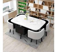 Juego de mesa de comedor redonda con 6 sillas, muebles modernos de oficina para sala de conferencias para cocina, salón, sala de estar, mesa de reunión de 7 piezas
