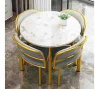 Juego de mesa de comedor redonda con sillas de respaldo suave, muebles de 5 piezas que ahorran espacio para apartamentos pequeños, decoración elegante y funcional del hogar
