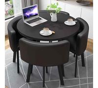Juego de mesa de comedor redonda con sillas traseras de poliuretano, ideal para patio, sala de conferencias y comedor, elegante, duradero, perfecto para entretenimiento y uso diario