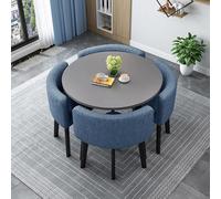 Juego de mesa de comedor redonda/cuadrada con 4 sillas, mesa multifuncional para conferencias y recepción, para cocina, sala de estar, comedor, combinación para el hogar y la oficina