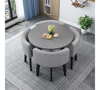 Juego de mesa de comedor redonda/cuadrada con 4 sillas - Multifuncional para conferencias y piel de recepción para sala de estar, comedor, cocina - Combo de comedor