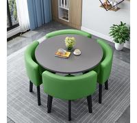 Juego de mesa de comedor redonda/cuadrada con 4 sillas negras - Muebles de cocina y sala de estar que ahorran espacio para 4 personas - Elegante grupo de comedor tapizado de cuero