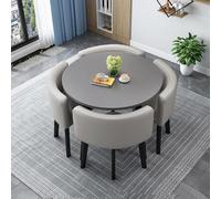 Juego de mesa de comedor redonda/cuadrada con 4 sillas, versátil mesa de conferencias y recepción, para cocina y sala de estar, elegante combinación de piel de comedor