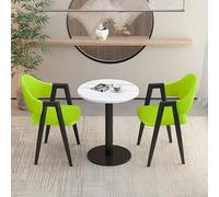 Juego de mesa de comedor redonda de 3 piezas con 2 sillas tapizadas de poliuretano, muebles para recepción de oficina, sala de reuniones pequeña, cocina de café, club