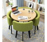 Juego de mesa de comedor redonda de 4 sillas de 80 cm / 31.5in, color verde pequeño, moderno, para ocio, cocina, comedor, salón, oficina pequeña, muebles de conferencias