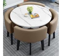 Juego de mesa de comedor redonda de 5 piezas con 1 mesa redonda y 4 sillas de 90 x 75 cm, ideal para comedor, conferencias y espacios versátiles