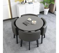 Juego de mesa de comedor redonda de 5 piezas con 1 mesa redonda y 4 sillas, versátil mesa de comedor y conferencia, perfecta para el hogar, cocina u oficina, 85 x 75 cm