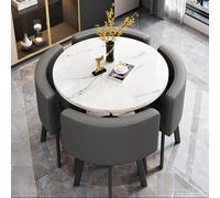 Juego de mesa de comedor redonda de 5 piezas con 1 mesa redonda y 4 sillas, versátil para el hogar, comedor, conferencia, dimensiones: 85 x 74,9 cm (ancho x alto)