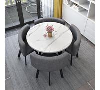 Juego de mesa de comedor redonda de 5 piezas con 4 sillas de 80 x 75 cm, versátil mesa de conferencias para el hogar, comedor y oficina, diseño moderno, solución para ahorrar espacio
