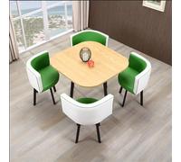 Juego de mesa de comedor redonda de 5 piezas con 4 sillas de piel moderna de barra de desayuno, 80 x 74,9 cm, para cocina y comedor, elegante juego de mesa de conferencia, diseño que ahorra espacio