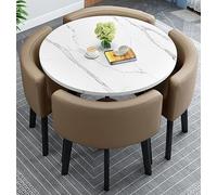 Juego de mesa de comedor redonda de 5 piezas con 4 sillas, ideal para cocina y comedor, mesa de conferencias de 31.5 x 29.5 pulgadas, muebles de barra de desayuno, diseño elegante y que ahorra espacio