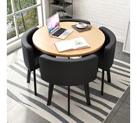 Juego de mesa de comedor redonda de 5 piezas con 4 sillas, ideal para el hogar, comedor, cocina o conferencias, 85 x 75 cm, solución de muebles elegante y funcional