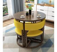 Juego de mesa de comedor redonda de 5 piezas con 4 sillas, mesa de cocina con marco de metal, perfecta para espacios pequeños y apartamentos, ideal para comedores, conferencias y reuniones