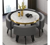 Juego de mesa de comedor redonda de 5 piezas con 4 sillas, mesa de conferencias de 80 x 75 cm para cocina y barra de desayuno, diseño moderno, perfecto para comedor y reuniones