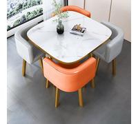 Juego de mesa de comedor redonda de 5 piezas con 4 sillas, muebles de cocina, barra de desayuno, 80 x 75 cm, mesa de conferencias para comedor, decoración moderna del hogar, diseño que ahorra espacio