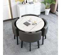 Juego de mesa de comedor redonda de 5 piezas con 4 sillas, perfecto para oficina en casa y conferencias, muebles elegantes y versátiles para cualquier espacio