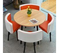 Juego de mesa de comedor redonda de 5 piezas con 4 sillas tapizadas, diseño moderno de piel de cocina y comedor, para el hogar y la oficina, tapicería de poliuretano