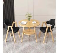 Juego de mesa de comedor redonda de 60 cm con 2 sillas, perfecto para cocina, sala de estar, recepción y comedor, elegante mesa de conferencias con acabado negro para espacios modernos.