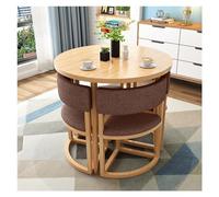 Juego de mesa de comedor redonda de 80 cm para espacios pequeños, oficina, recepción, conferencia, estudio, balcón, salón de belleza, cafetería, color marrón