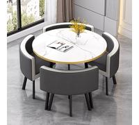 Juego de mesa de comedor redonda de madera de 4 plazas para espacio pequeño, mesa de cocina y sillas para comedor, patio, oficina y sala de conferencias pequeña