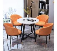 Juego de mesa de comedor redonda de mármol con 4 sillas para oficina, recepción, club y espacios de reuniones, juego de comedor pequeño para 4 elegantes color naranja, talla única