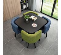 Juego de mesa de comedor redonda de mármol para 4 personas con sillas, elegante escritorio de recepción de oficina y asientos de salón para sala de estar, comedor o espacio de trabajo, colección de