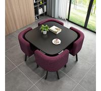 Juego de mesa de comedor redonda de mármol para 4 personas con sillas, elegante escritorio de recepción de oficina y silla, perfecto para decoración de salón y sala de estar